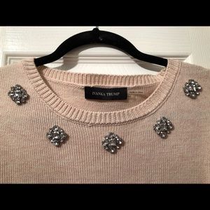 Ivanka Trump blush sweater with embellishments